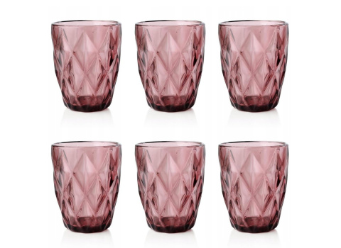 Zestaw 6 szklanek Elise Pink różowe do wody na urodziny
