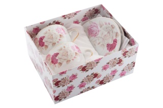 2 FILIŻANKI Z PORCELANY RÓŻA NA PREZENT WALENTYNKI