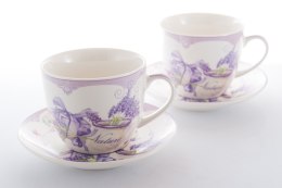 2 FILIŻANKI Z PORCELANY LAWENDA PREZENT WALENTYNKI