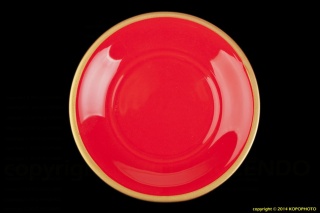 FILIŻANKA ZE SPODKIEM CZERWONA MIEROSZÓW CERAMIKA