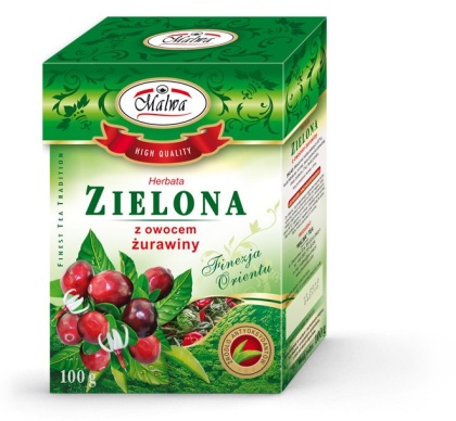 HERBATA ZIELONA Z OWOCEM ŻURAWINY 100g MALWA TEA