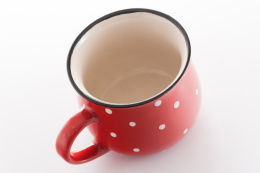 KUBEK BECZUŁKA CZERWONY W KROPKI BANIASTY 770 ML
