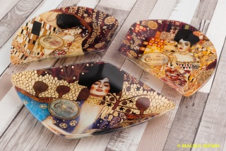 CARMANI KOMPLET TALERZY KLIMT POCAŁUNEK SZKLANY