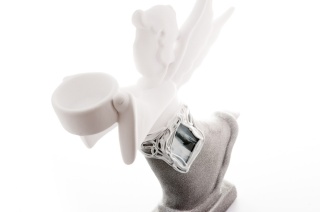 ŚWIECZNIK ANIOŁ NA TEALIGHT SZARY POPIELATY WITRAŻ