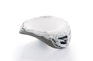 ŚWIECZNIK KAPELUSIK NA TEALIGHT SZARY BIAŁY WITRAŻ