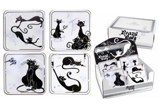 PODKŁADKA KORKOWA 24 SZT KOTY POD KUBEK CATS