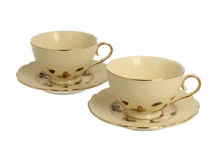 2 filiżanki do espresso w kolorze kremowym MOTYLKI