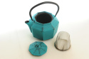 Dzbanek żeliwny do parzenia herbaty w kolorze turkusowym