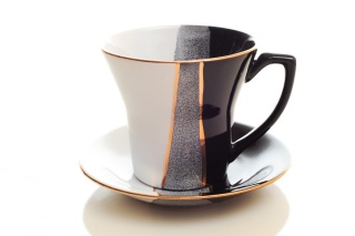 Polska filiżanka czarno białe w pasy z mieroszowa