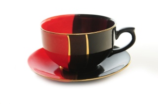 FILIŻANKA +SPODEK ROXANA MIEROSZÓW CZERWONO CZARNA