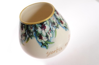 Tykwa do yerba mate z polskiej ceramiki wzór storczyk