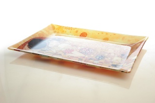 Szklany talerz prostokątny Klimt Pocałunek El-besso