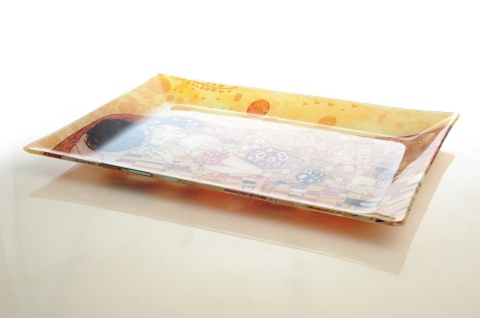 Szklany talerz prostokątny Klimt Pocałunek El-besso