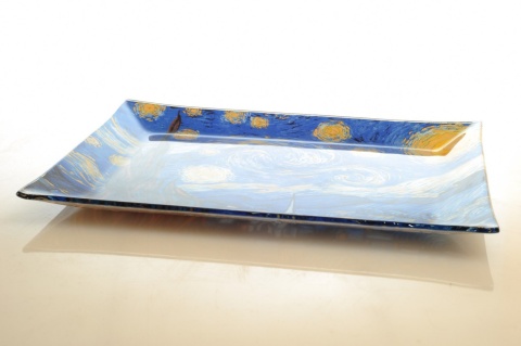 Szklany talerz prostokątny Van Gogh Gwieździsta noc