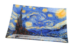 Szklany talerz prostokątny Van Gogh Gwieździsta noc