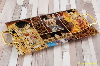 Szklana patera z uszkami z obrazami Gustava Klimta