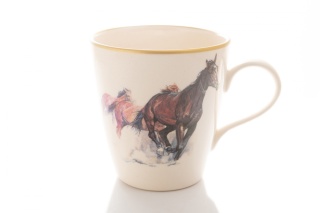 Kubek z motywem konia do herbaty lub kawy z Mieroszowa