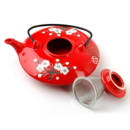 Niski dzbanek ceramiczny w stylu japońskim do herbaty