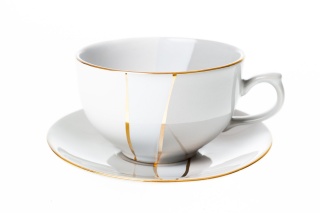 FILIŻANKA + SPODEK ROXANA MIEROSZÓW SZARO BIAŁA