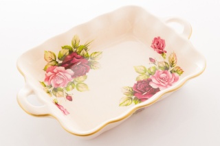 PÓŁMISEK Z USZAMI RÓŻA MIEROSZÓW TACA CERAMICZNA