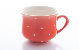 Polski kubek babuni w kolorze pomarańczowy w groszki