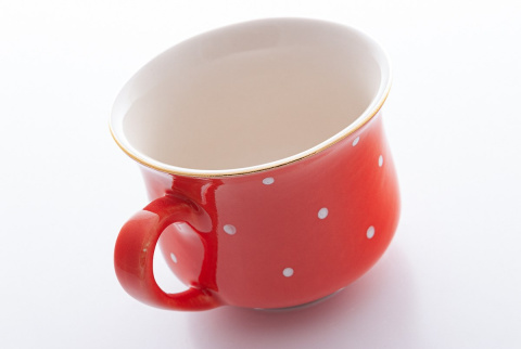 Polski kubek babuni w kolorze pomarańczowy w groszki