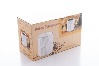 Dwa kubki o unikalnym kształcie z porcelany białej