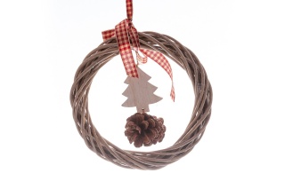 Wieniec świąteczny do zawieszenia w kolorze beżowym Święta