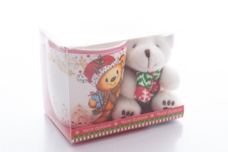 Kubek dla dziecka z misiem pluszowym na święta