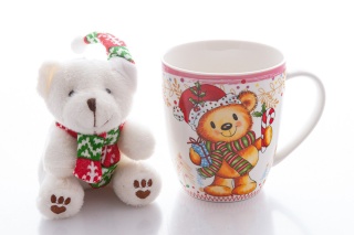 Kubek dla dziecka z misiem pluszowym na święta