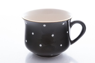 Polski kubek babuni w kolorze czarnym w groszki