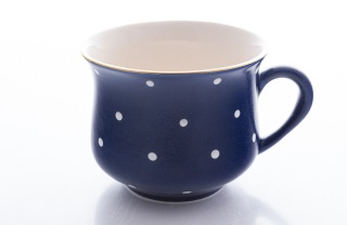 Polski kubek babuni w kolorze granatowy w groszki