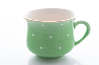 Polski kubek babuni w kolorze zielony w groszki