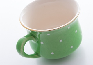 Polski kubek babuni w kolorze zielony w groszki