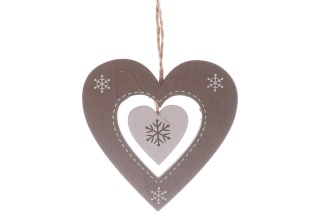 Świąteczne serce do powieszenia na choinkę z drewna Święta