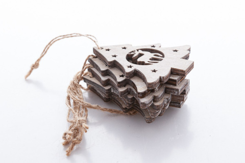 Świąteczne choinki x6 do powieszenia na choinkę z drewna Święta