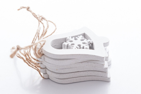 Świąteczne dzwonki x6 do powieszenia na choinkę z drewna Święta