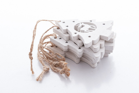 Świąteczne choinki x6 do powieszenia na choinkę z drewna Święta