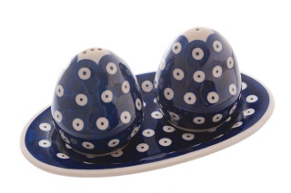 Solniczka i pieprzniczka ceramiczna z Bolesławca kwiaty