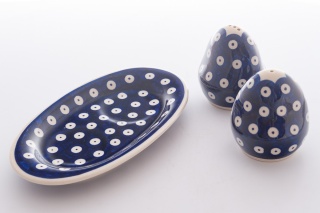 Solniczka i pieprzniczka ceramiczna z Bolesławca kwiaty