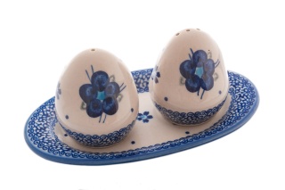 Solniczka i pieprzniczka z talerzykiem Bolesławiec