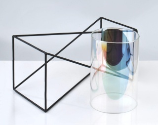 Czarny świecznik Cedric ze szklanym wkładem