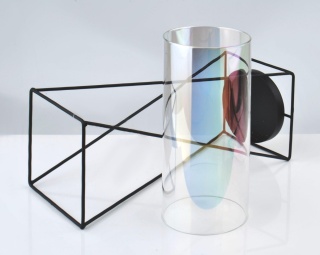 Czarny świecznik Cedric ze szklanym wkładem