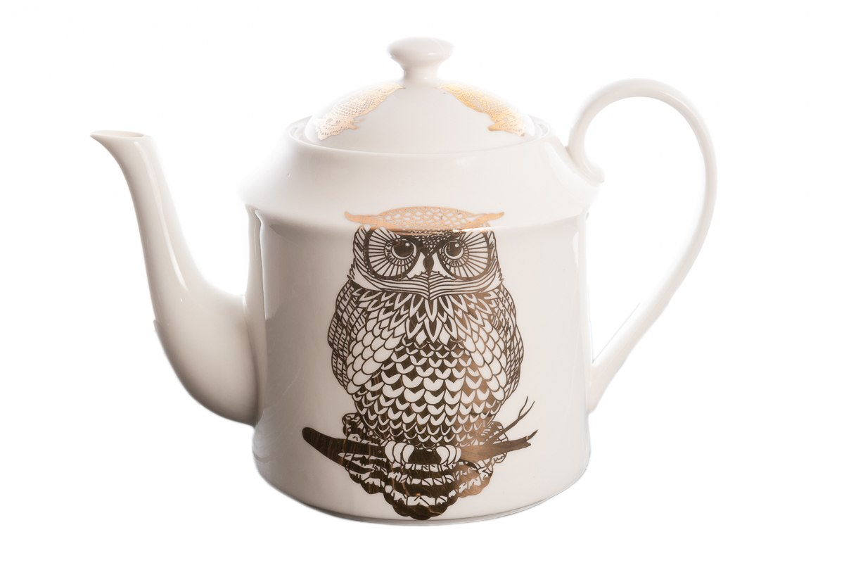 Dzbanek porcelanowy do herbaty 1 litr z motywem sowy