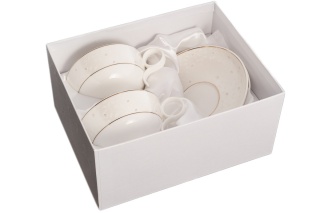 Wyjątkowe 2 filiżanki w prezentowym pudełku w listki