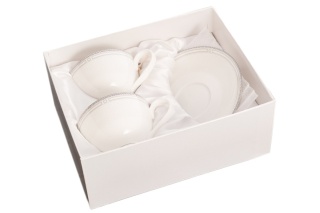 Wyjątkowe 2 filiżanki w prezentowym pudełku w paski