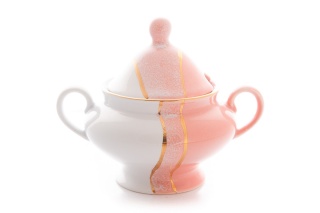 Cukiernica z uszami Trio biało różowa z Mieroszowa