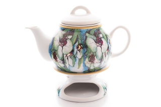 Dzbanek z podgrzewaczem i sitkiem 1 litr storczyk