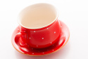 Filiżanka do herbaty z Mieroszowa czerwona w groszki