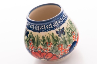 Kubek do yerba mate z ceramiki Bolesławiec kwiaty